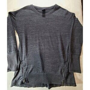 Active Life Heather Blue Tunic Sweater Large Zip Accents Stretch Knit Top